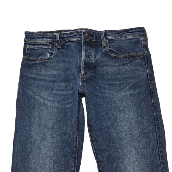G Star 3301 Jeans Mens 32x32 Blue Straight Leg Raw Button Fly Dark Wash Stretch - Picture 7 of 16